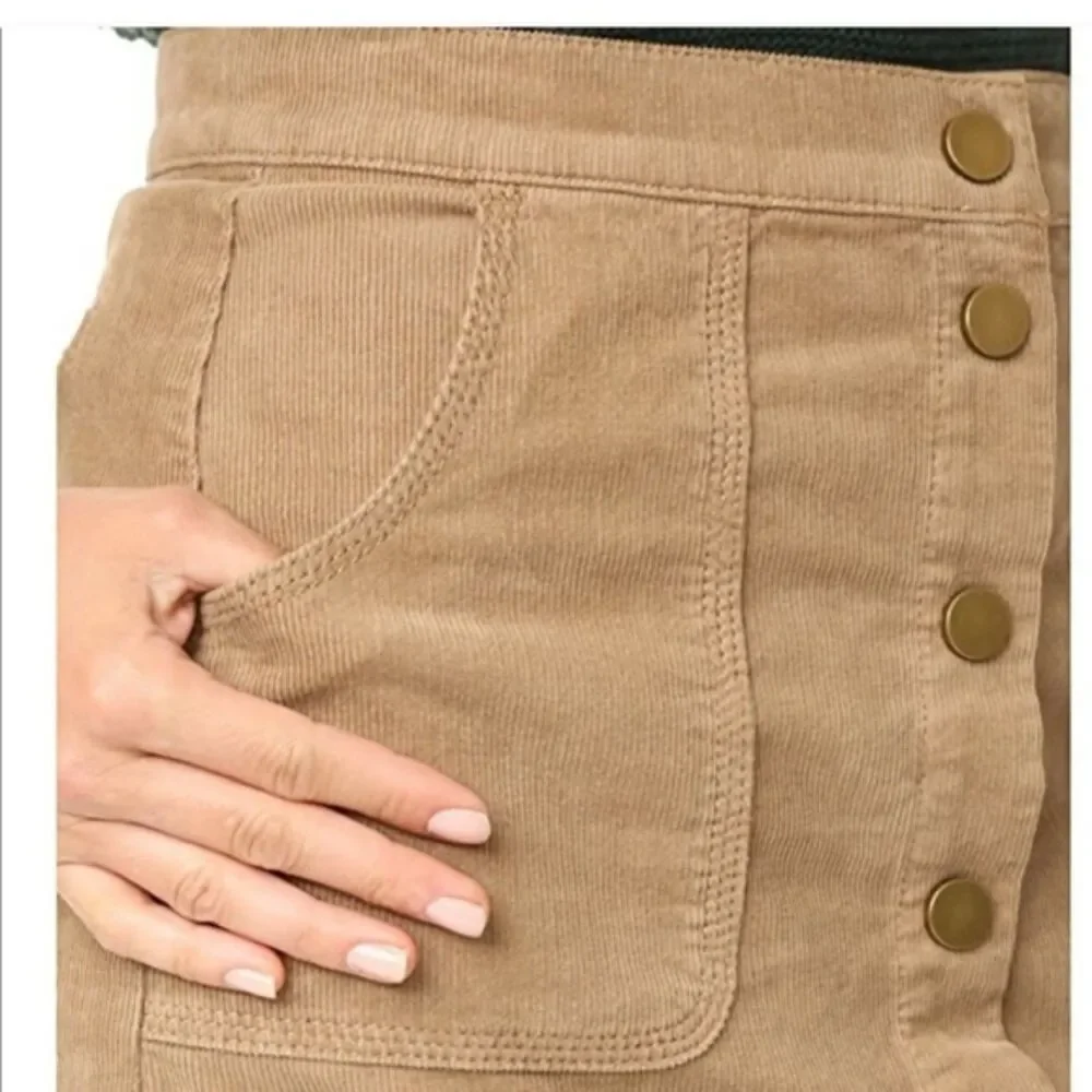 Tory Burch Lucitano Skirt Beach Wood Brown Tan Corduroy Women's Size 0 NWT